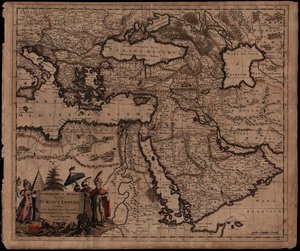 En karta över turkiska ägodelar inklusive Egypten och Grekland